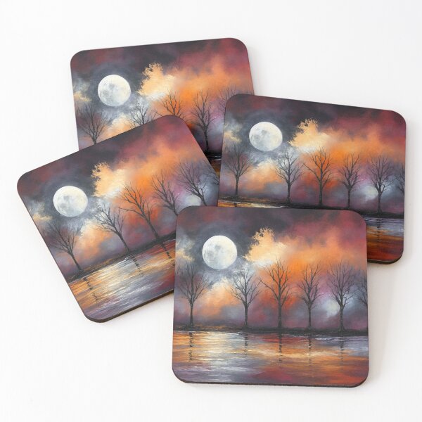 Item preview, Celestial Echoes - Bare Trees Under Fiery Moonrise designed and sold by Joey Santiago.
