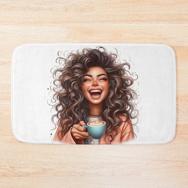 Item preview, Laughing Girl Drinking Coffee – Cute Coffee Lover Illustration designed and sold by Lulunza.