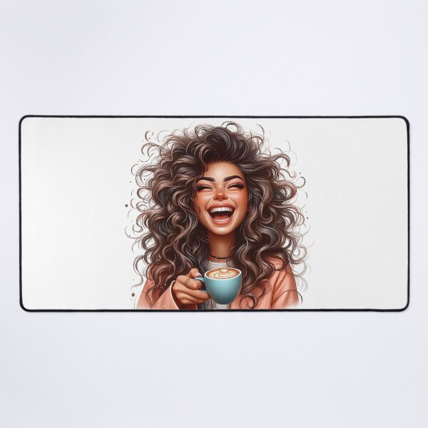 Item preview, Laughing Girl Drinking Coffee – Cute Coffee Lover Illustration designed and sold by Lulunza.