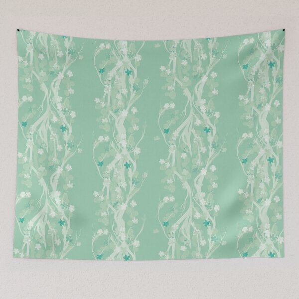 Item preview, Sakura Aqua Mint - White Cherry blossoms Chinoiserie Pattern designed and sold by Elisa Moriconi.