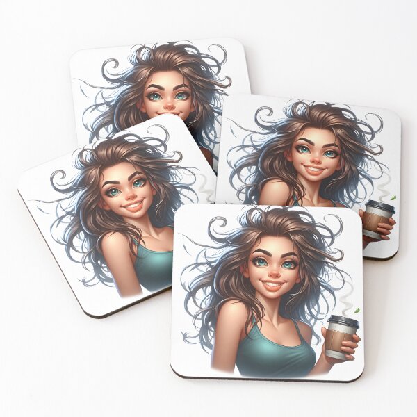 Item preview, Cute Girl With Takeaway Coffee – Aesthetic Coffee Girl Art designed and sold by Lulunza.