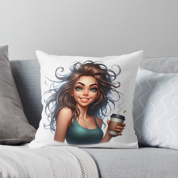 Item preview, Cute Girl With Takeaway Coffee – Aesthetic Coffee Girl Art designed and sold by Lulunza.