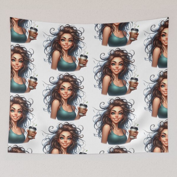 Item preview, Cute Girl With Takeaway Coffee – Aesthetic Coffee Girl Art designed and sold by Lulunza.