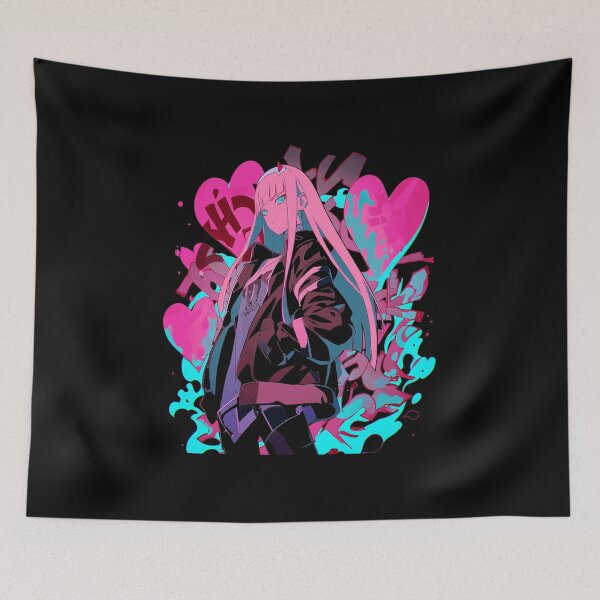 Item preview, Zero Two Pink Hair Graffiti Hearts Anime Fan Art  designed and sold by cathnbeltrane.