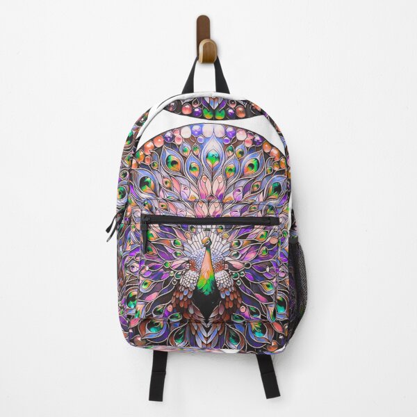 Item preview, “Stained Glass 2026 Peacock Mandala Rainbow Jewel Tone Art Nouveau” designed and sold by MskynextDigitalstudio.