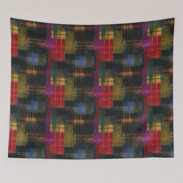 Item preview, Moody Grunge Patchwork Plaid Pattern designed and sold by bubblegoth.