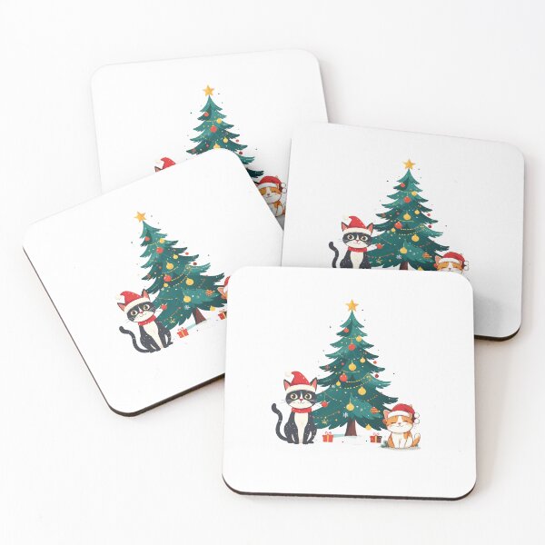 Item preview, Cute Cats Under the Christmas Tree – Cute Holiday Illustration designed and sold by MarWachaN.