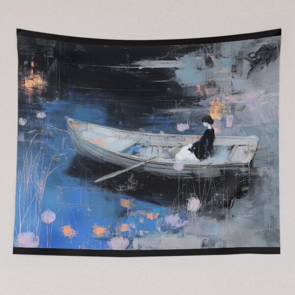 Item preview, Woman in Boat on Reflective Lake designed and sold by lautir.