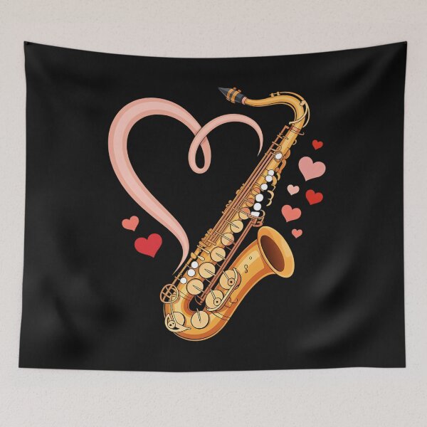 Item preview, Saxophone Heart Love Valentines Day Jazz Music Player designed and sold by clothesy7.