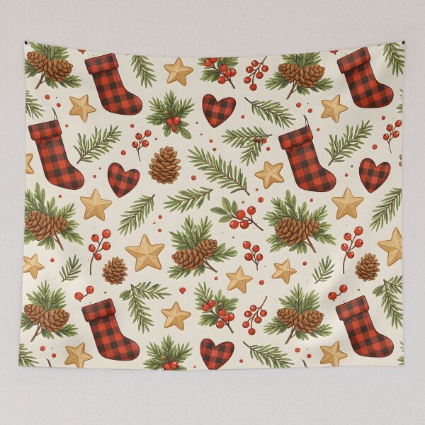 Item preview, Rustic Christmas Plaid & Icons designed and sold by HappyRepeat.