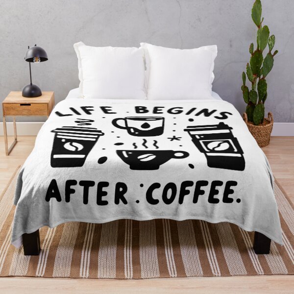 Item preview, Life Begins After Coffee – Cute Coffee Quote Black and White Design designed and sold by Lulunza.