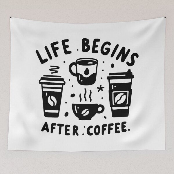 Item preview, Life Begins After Coffee – Cute Coffee Quote Black and White Design designed and sold by Lulunza.