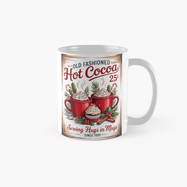 Item preview, Old Fashioned Hot Cocoa Vintage Christmas Sign Illustration designed and sold by LunaPixelStudio.