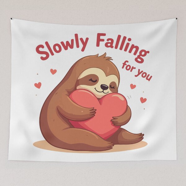 Item preview, Slowly Falling For You - Cute Sloth Hugging Red Heart Funny Valentine’s Day Gift designed and sold by Design-Pro-21.