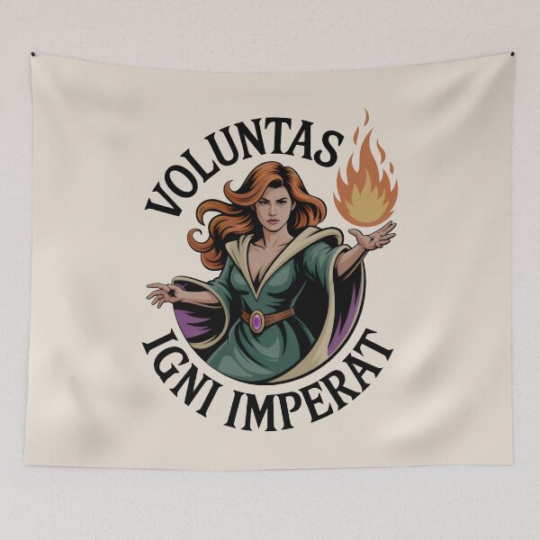 Item preview, Voluntas Igni Imperat Fantasy Fire Sorceress Arcane Magic Emblem designed and sold by SplashTastic.