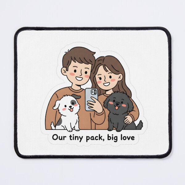 Item preview, Couple with Pets – Our Tiny Pack Big Love Design, Cute Family Illustration, Dog Lover Couple Gift designed and sold by JaiSoftStudio.