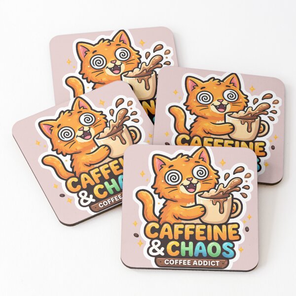 Item preview, Caffeine & Chaos Coffee Cat – Funny Kawaii Coffee Lover  designed and sold by TheRaiShop.