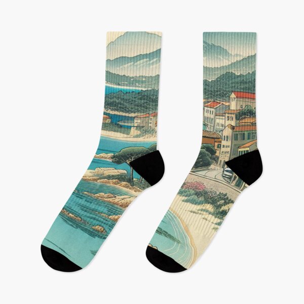 Item preview, Olbia Italy Ukiyo-e Art Mediterranean Coastal Scene designed and sold by Vandy Fullam.