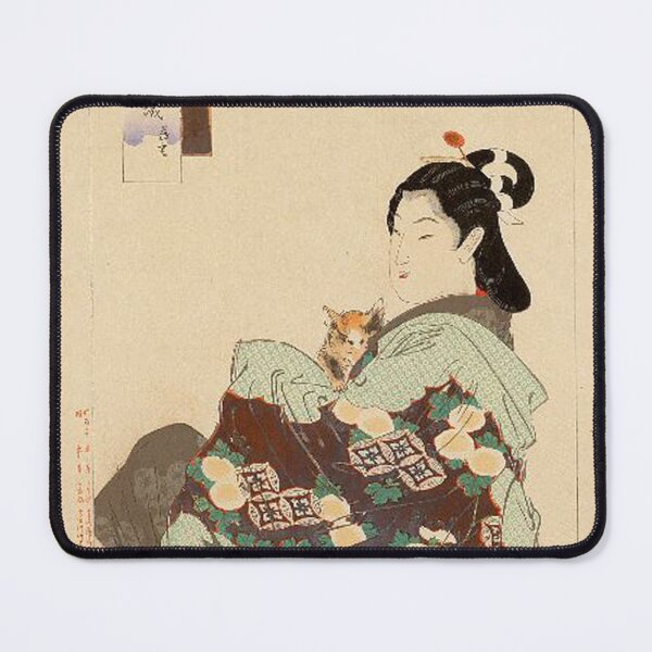 Item preview, Gekkō’s Essay (Gekkō Zuihitsu) – Courtesan and a Cat | Ogata Gekkō designed and sold by Art Outlaws.