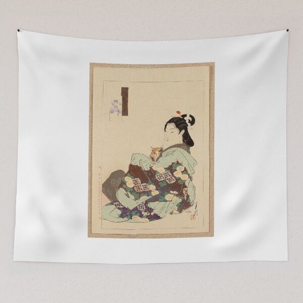 Item preview, Gekkō’s Essay (Gekkō Zuihitsu) – Courtesan and a Cat | Ogata Gekkō designed and sold by Art Outlaws.