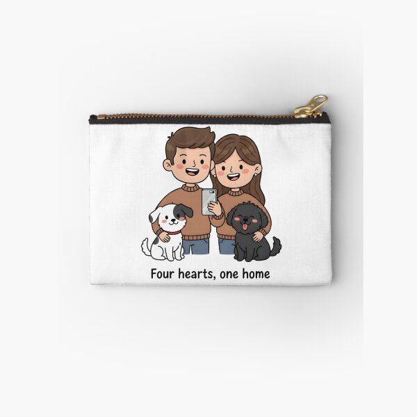 Item preview, Couple with Pets Sticker – Four Hearts One Home Design, Cute Family Illustration, Pet Parents Gift designed and sold by JaiSoftStudio.