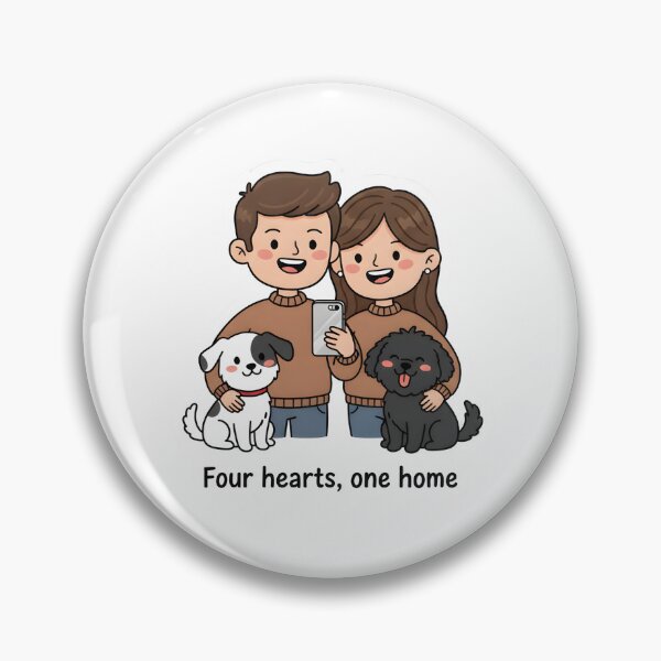 Item preview, Couple with Pets Sticker – Four Hearts One Home Design, Cute Family Illustration, Pet Parents Gift designed and sold by JaiSoftStudio.
