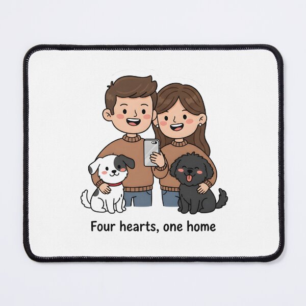 Item preview, Couple with Pets Sticker – Four Hearts One Home Design, Cute Family Illustration, Pet Parents Gift designed and sold by JaiSoftStudio.