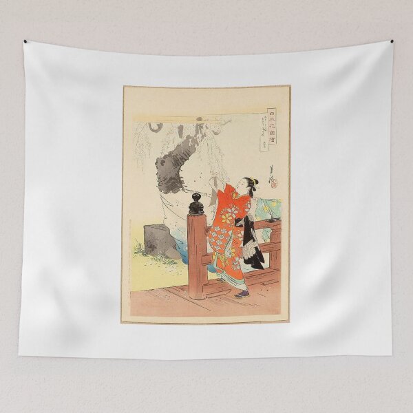 Item preview, Flowers of Japan – Poetess Akishiki | Ogata Gekkō Meiji-Era Japanese Woodblock Print designed and sold by Art Outlaws.