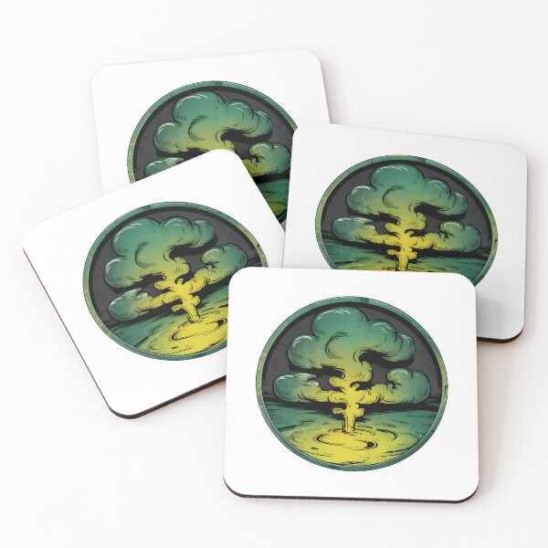 Item preview, Mushroom cloud emblem over water in circular frame with ripples designed and sold by Creative88Art.