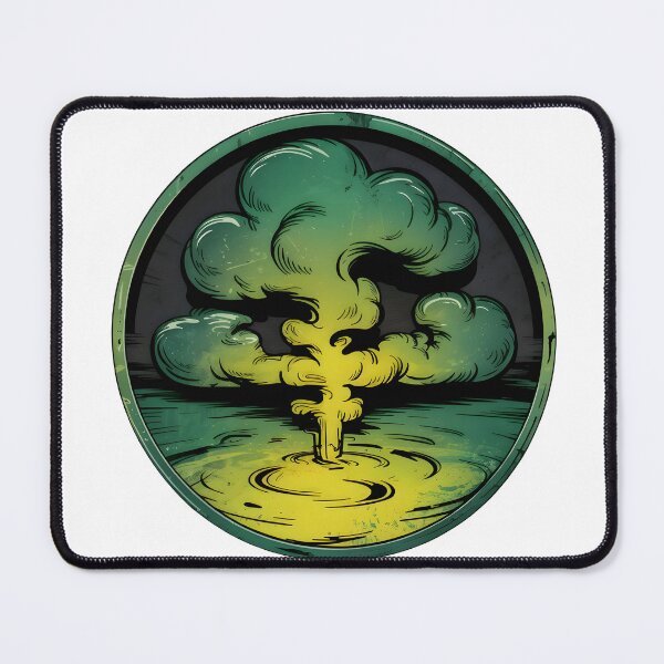 Item preview, Mushroom cloud emblem over water in circular frame with ripples designed and sold by Creative88Art.