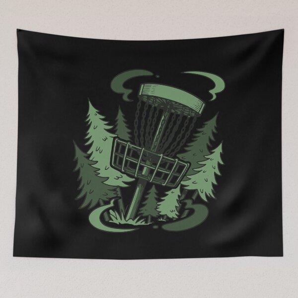 Item preview, Disc Golf Basket In Forest Funny Disc Golf Scene designed and sold by LuminOrb.