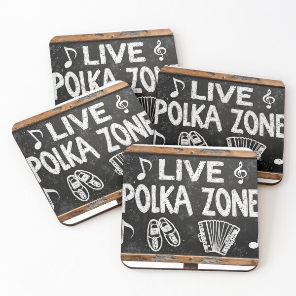 Item preview, Rustic wooden chalkboard sign reads Live Polka Zone with icons designed and sold by Creative88Art.