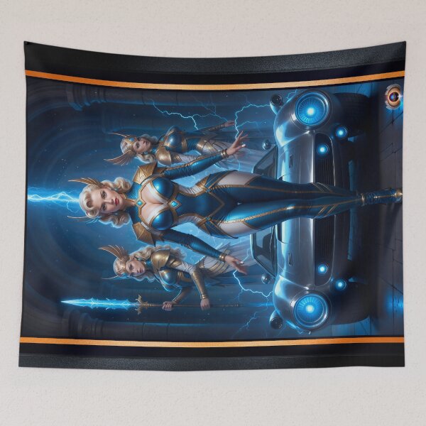 Item preview, Mythical Fusion The Blue Lightning Tri-Star Speedster X117 Stunning AI Concept Art by Xzendor7 designed and sold by Xzendor7 Digital Art Creations.