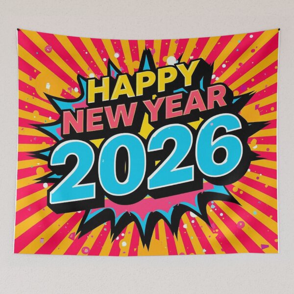 Item preview, Happy New Year 2026 T-Shirt | Colorful Comic Pop Art Celebration Tee designed and sold by BeanNTee.