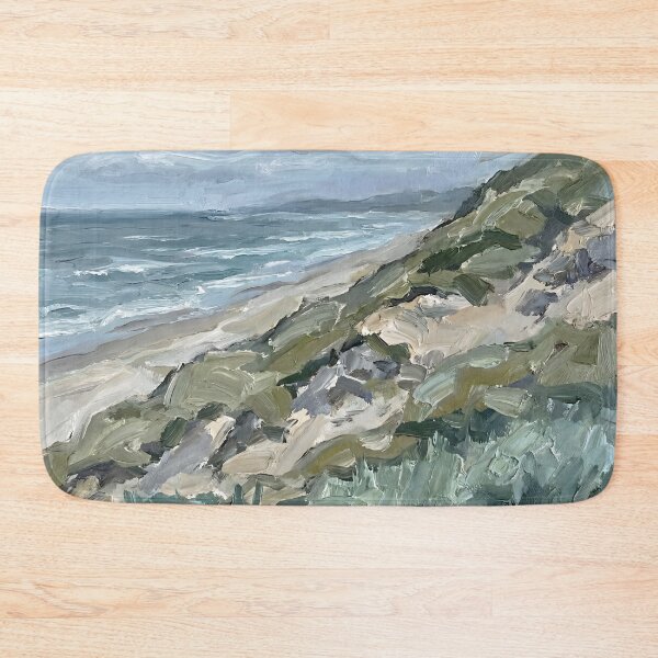 Item preview, Impressionist Dune Beach Ocean Poster Moody Coastal Landscape, Sand Dunes Seascape Wall Art Print, Textured Green Gray Waves Canvas Decor designed and sold by AbstractAuraArt.