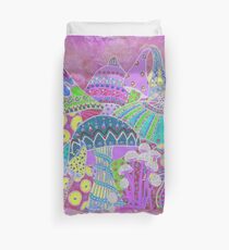 Magical pink mushrooms Duvet Cover