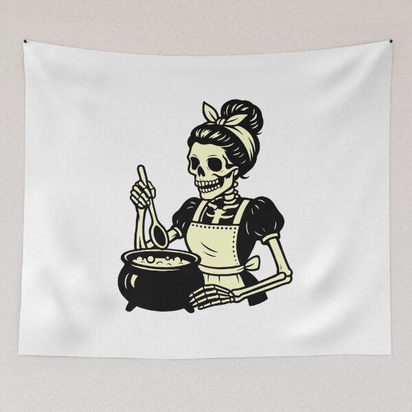Item preview, Skeleton Woman Cooking with Spoon designed and sold by Horrify.