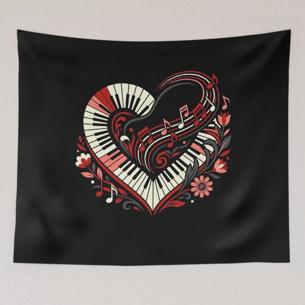 Item preview, Piano Heart Love Valentines Day Music Notes Player designed and sold by clothesy7.