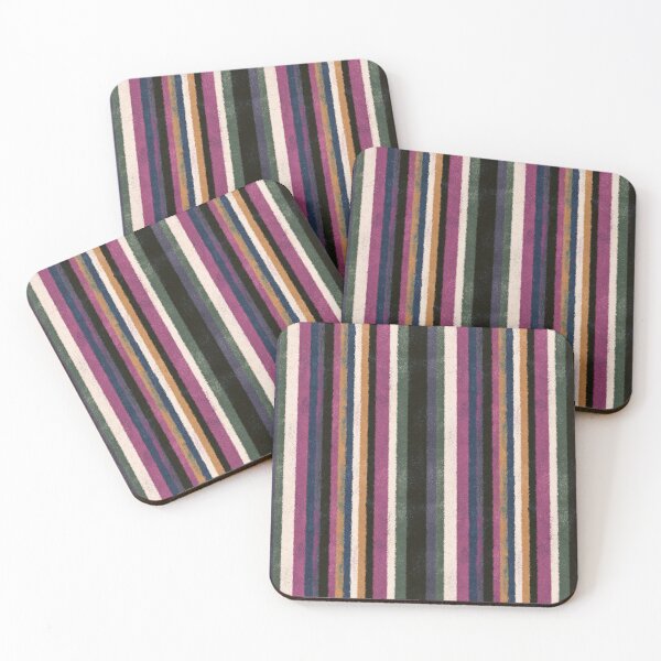 Item preview, Rustic Plum Teal Ticking Stripes Pattern designed and sold by bubblegoth.