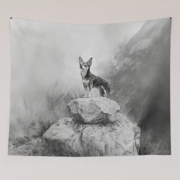 Item preview, A Chihuahua standing bravely on a large boulder, Dogs in Motion designed and sold by CDC40.