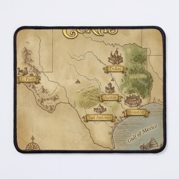 Item preview, The Realm of Texas: A Fantasy Cartography Map designed and sold by Life is Just a Fantasy.