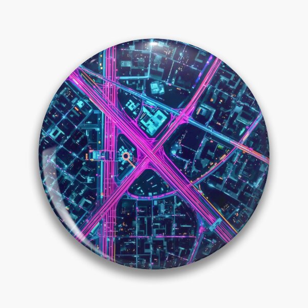 Item preview, Cyber-Grid Nexus Neon Pink and Electric Blue Urban Map designed and sold by Cozyartsss.