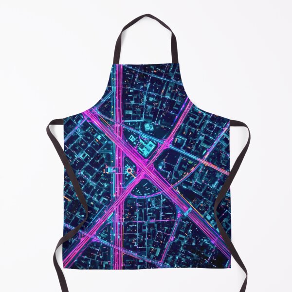 Item preview, Cyber-Grid Nexus Neon Pink and Electric Blue Urban Map designed and sold by Cozyartsss.