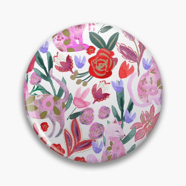 Item preview, Folksy Watercolor Cats &Bold Florals - Eclectic Craft Maximalism look designed and sold by aneladesigns.