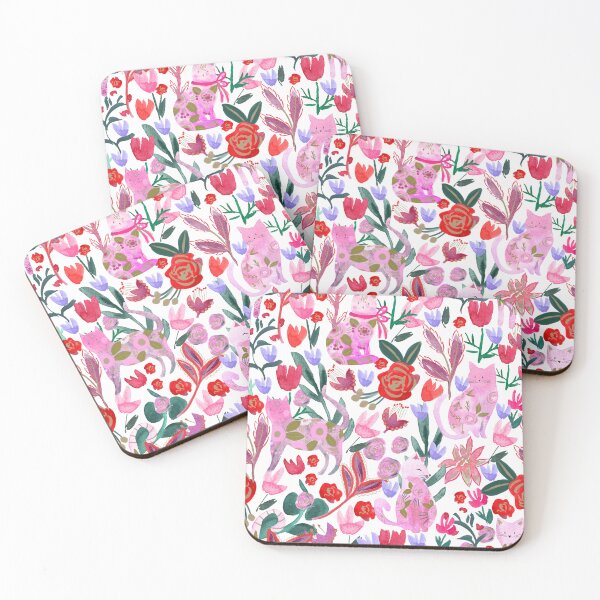 Item preview, Folksy Watercolor Cats &Bold Florals - Eclectic Craft Maximalism look designed and sold by aneladesigns.