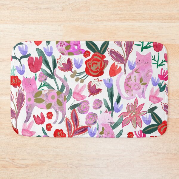 Item preview, Folksy Watercolor Cats &Bold Florals - Eclectic Craft Maximalism look designed and sold by aneladesigns.