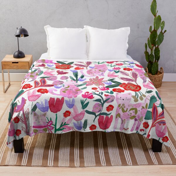 Item preview, Folksy Watercolor Cats &Bold Florals - Eclectic Craft Maximalism look designed and sold by aneladesigns.