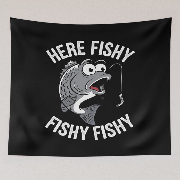 Item preview, Here Fishy Fisherman Fishing Lover Cute Fish Worm  designed and sold by MarryIsMonth.