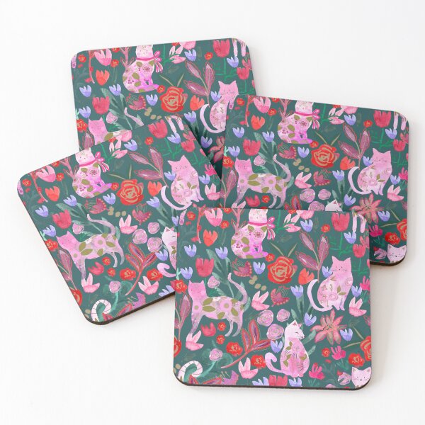 Item preview,  Folksy Watercolor Cats &Bold Florals - Eclectic Craft Maximalism look designed and sold by aneladesigns.