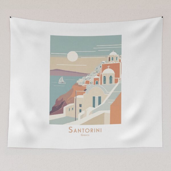 Item preview, Santorini Greece Travel Poster – Sunset View of Cycladic Architecture by the Sea designed and sold by pod24.